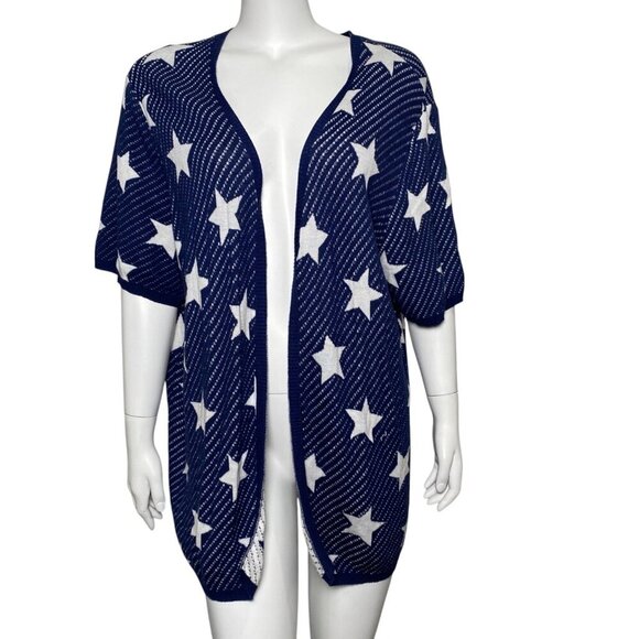 Lane Bryant Open Front Cardigan Sweater Womens Size 18 / 20 Short Sleeve Stars - Picture 1 of 6